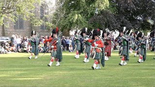 Drum Majors lead Ballater Pipe Band started Beating Retreat after 2023 Ballater Highland Games [upl. by Asher]