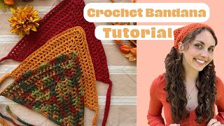 EASY Crochet Bandana Tutorial Beginner Friendly [upl. by Ahgiel379]