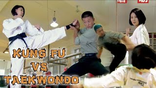 ¡Kung Fu VS Taekwondo  ¡Chica se mete con el campeón KungFu y es derribada en un instante [upl. by Alliuqaj244]