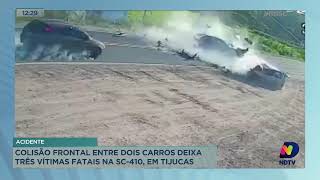 Colisão frontal entre dois carros deixa três vítimas fatais na SC410 em Tijucas [upl. by Pogue317]