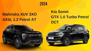 Kia Sonet vs Mahindra 3XO 2024 India  Kia Sonet GTX vs Mahindra 3XO AX5L  Best Car Comparison [upl. by Anahsahs8]