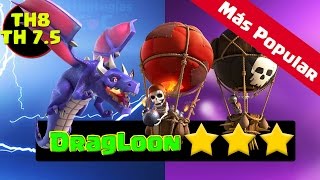 TH8 Cómo Hacer el Ataque DragLoon Dragones y Globos ¡El más Popular vs Aldeas AntiDragones ECOC [upl. by Greenquist]