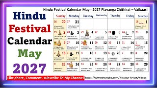 Hindu Festival Calendar May 2027 Plavanga Chithirai – Vaikaasi [upl. by Ney]