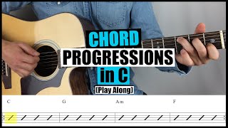 Chord Progressions in C Play Along [upl. by Hildick594]