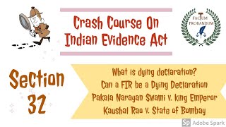 Section 32 Of Indian Evidence Act 1872  Dying Declarations [upl. by Yerag]