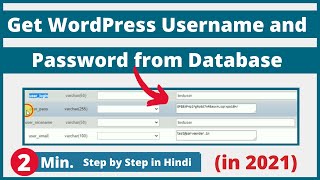 How to Get WordPress Username and Password from Database phpmyadmin Hindi [upl. by Haduj]