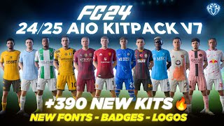 2425 AIO Kits V7 Mod For FC 24 390 New Kits  Fonts  Badges  TU182 [upl. by Anem]