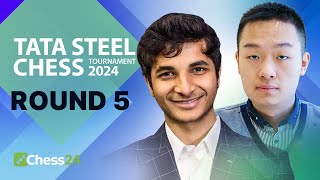 Watch Anish v Pragg Alireza Nodirbek Wei Yi amp Ian Hunt For The Lead  Tata Steel 2024 Rd 5 [upl. by Iew]