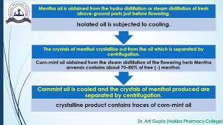 Isolation Identification and utilization of Menthol [upl. by Sellers]