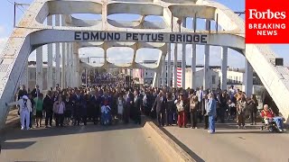 VP Harris Dignitaries Commemorate Bloody Sunday In Selma Alabama And Cross Edmund Pettus Bridge [upl. by Ollehcram799]