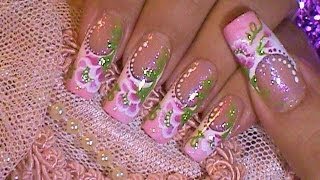 One Stroke Flower Advanced Free Hand Nail Art Design Tutorial [upl. by Philipps579]