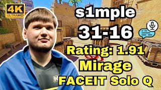 s1mple 3116 Solo Q VOICE COMMS Mirage  Sep 17 2024 cs2 pov [upl. by Aciraj785]