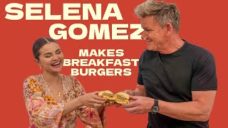 Selena Gomez Makes A Breakfast Burger with Gordon Ramsay [upl. by Tsyhtema]