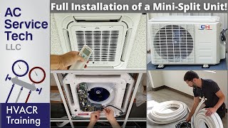 Full Installation of an Inverter Minisplit Heat Pump with Indoor Ceiling Cassette [upl. by Acus]