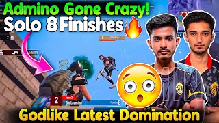 GodL Admino Gone Crazy😱 Solo 8 Finishes🔥 GodLike Domination💛 Admino Laser Spray [upl. by Bartko289]