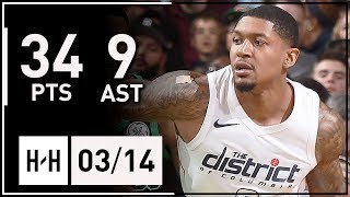 Bradley Beal CRAZY Full Highlights Wizards vs Celtics 20180314  34 Points 9 Ast CLUTCH [upl. by Basia738]