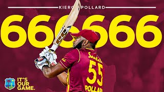 Kieron Pollard HITS Six Sixes in an Over  West Indies vs Sri Lanka  1st CG Insurance T20I [upl. by Kennith104]