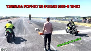 Yamaha FZR400 vs Suzuki GSXR 1000 drag race 14 mile 🚦🚗  4K UHD [upl. by Isyad]