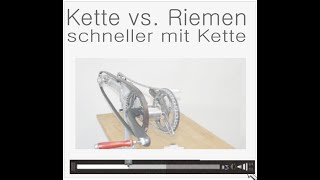 Video 1  Wirkungsgrad Riemen vs Kette  mehr Kraftbedarf durch Riemen Untertitel [upl. by Aime]