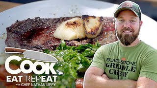 How to Cook a Rastellis Ribeye Steak with Gremolata  Cook Eat Repeat  Blackstone [upl. by Leonardi]