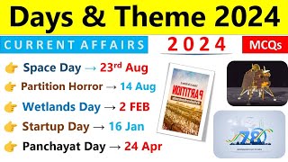 Days amp Themes 2024 Current Affairs  2024 Days amp Theme Current Affairs  NTPC SSC GD State PCS [upl. by Ackler]