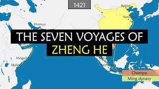 The Seven Voyages of Zheng He  Summary on a map [upl. by Asserat293]