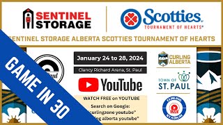 GAME IN 30 Jessie Hunkin vs Michelle Hartwell  Draw 2  Sentinel Storage Alberta Scotties [upl. by Halladba]