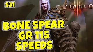 Bone Spear GR115 Speed Build  900 Paragon Season 31 Diablo 3 [upl. by Jecoa976]