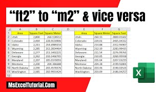 How to Convert Square Meters to Square Feet and Vise Versa in Excel [upl. by Aneeroc342]