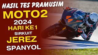 HASIL TES PRAMUSIM MOTO2 JEREZ SPANYOL HARI KE1 2024 [upl. by Aniuqaoj]