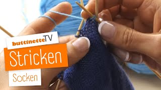 Socken stricken  Tutorial  buttinette TV STRICKEN [upl. by Hilaria543]