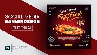 Restaurant Social Media Banner or Food Menu Design  Photoshop CC 2020 Tutorial [upl. by Ogu]