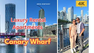 Luxury Canary Wharf Rental Apartments  South quay  Canary Wharf tour  London  Walking tour [upl. by Adniles770]