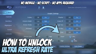 How to Unlock Ultra Refresh RateGraphics in Mobile Legends Permanent  MLBB Tutorial [upl. by Nihsfa]