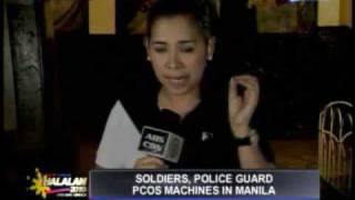 Soldiers cops guard PCOS machines in Manila school [upl. by Adnawad]