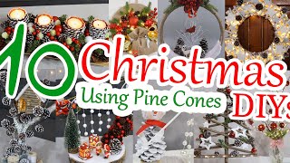 10 Simple Christmas Decorations Using Pine Cones  DIY Christmas Decor [upl. by Aieki]