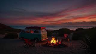 Campfire on the Beach Sounds for Relaxation  Fire Crackling amp Ocean Waves for Sleep [upl. by Vyse449]