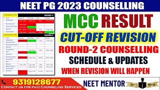 NEET PG 2023 🔥 Expected Cut off revision when and How much 🔥 Round 2 Schedule and counseling Updates [upl. by Reiss87]