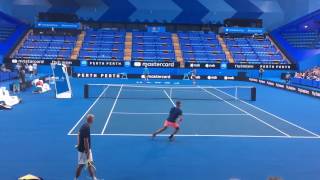 Roger Federer Hopman Cup 2017 Open Practice  Court Level [upl. by Asyral88]