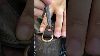 How to use brass rivets leather bag leatherbackpack shortscopper rivet leathercraft diy [upl. by Enitsua]