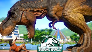 TRex Vs IRex Breakout amp Fight  Jurassic World Evolution Dinosaurs Fighting [upl. by Adnileb]