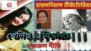 Harmonium tutorial khelicho e biswa loye  নজরুল গীতি [upl. by Elfrida660]