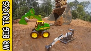 TOY DIGGERS PLAY NEXT TO BIG DIGGERS MrBigTrucks101 [upl. by Nera]