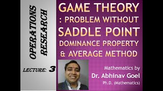 Game Theory Lecture3 Solutions of 2X2 game without Saddle Point [upl. by Eenahs]