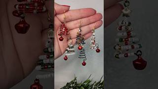 🎄Christmas Tree Earrings Tutorial🎄 diyearrings earringtutorial christmasearrings christmastree [upl. by Rohn]