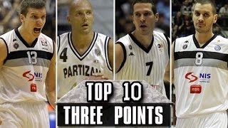 Top 10 THREE points  Partizan Belgrade [upl. by Ute]