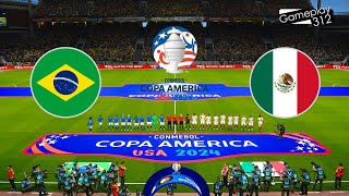 BRAZIL vs MEXICO  FINAL  Copa America USA 2024  Full Match All Goals  PES Gameplay [upl. by Kuth]