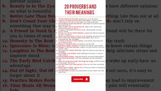 20 common proverbs and their meanings proverbs meaning englishlanguage [upl. by Epilihp]