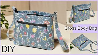 可愛いサイドポケット付きスリングバッグ作り方 How To Make Zippered Cross Body Bag Easy Sewing Tutorialsdiy [upl. by Jer]