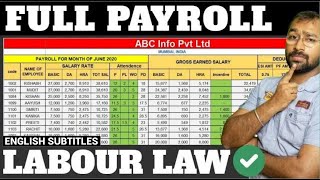 🔴How to make Payroll in Excel for beginners  Payroll Calculation as per Labour Laws [upl. by Eliott369]